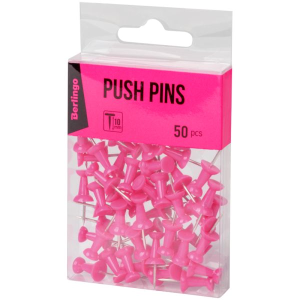  Berlingo Push pins, 50 pcs in PVC box, pink (24 boxes) 