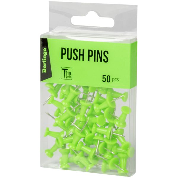  Berlingo Push pins, 50 pcs in PVC box, green (24 boxes) 